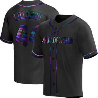 Replica Jesus Luzardo Men's Philadelphia Phillies Alternate Jersey - Black Holographic